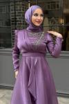 Annabel Tesettür Abiye Lila