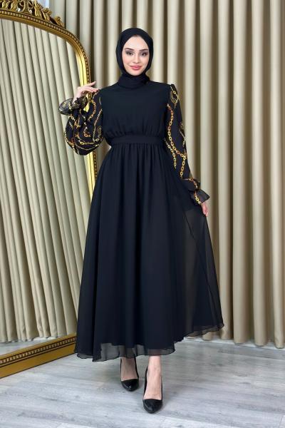 Aycan Şifon Elbise Sarı