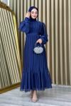 Ebru Piliseli Jan Jan Abiye Tesettür Açık Lacivert