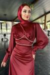 inci saten abiye Bordo