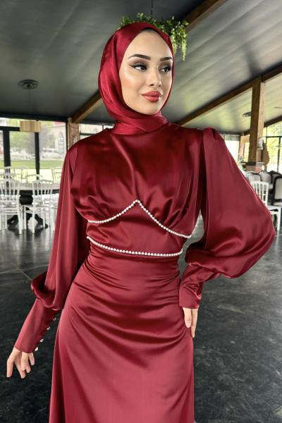 inci saten abiye Bordo