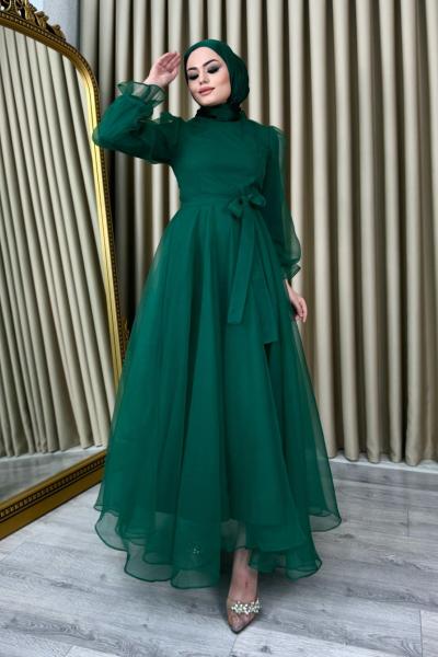 Elfida Tül Abiye Yeşil
