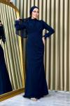 Senem Kolu Tüylü Abiye Lacivert