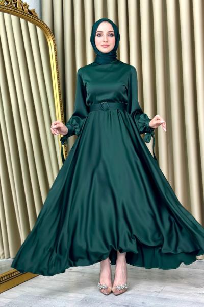 Sevgi Abiye Tesettür Koyu Yeşil