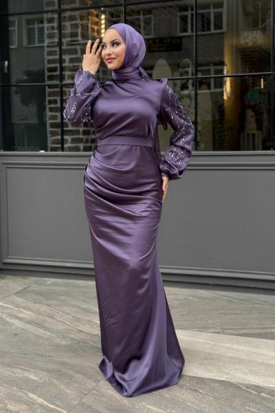 Şura Abiye Tesettür Lila