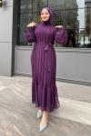 Ebru Piliseli Jan Jan Abiye Tesettür Mor