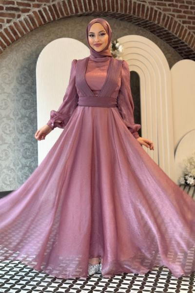 Mercan abiye tesettür Gül Kurusu