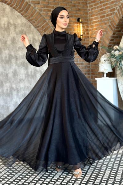 Mercan abiye tesettür Siyah