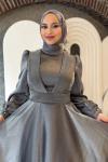 Mercan abiye tesettür Gri
