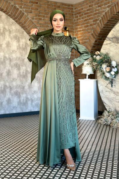 Mine tesettür abiye Haki