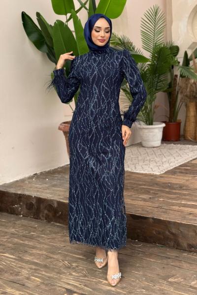 BADEM Tesettür Kalem Abiye Lacivert