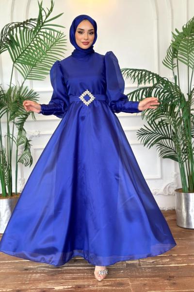 PERİ Tesettür Abiye Saks Mavisi