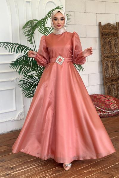 PERİ Tesettür Abiye Kiremit