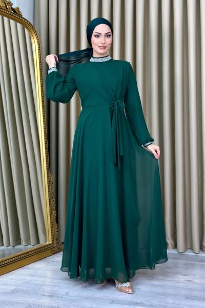 NİLÜFER Tesettür Abiye Zümrüt