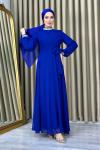 NİLÜFER Tesettür Abiye Saks Mavisi
