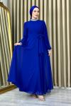 NİLÜFER Tesettür Abiye Saks Mavisi