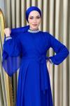 NİLÜFER Tesettür Abiye Saks Mavisi