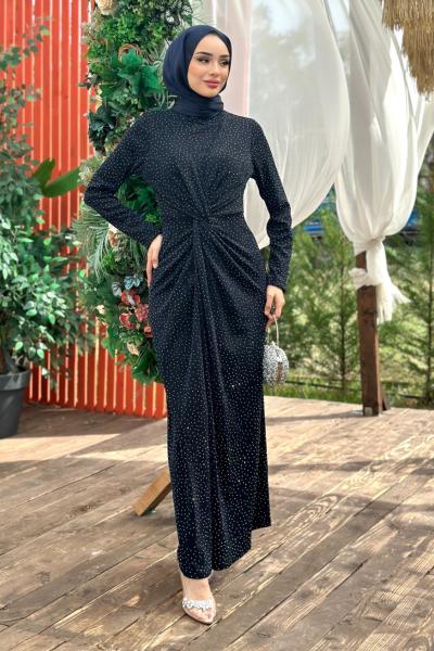 SEZEN Kalem Tesettür Abiye Lacivert