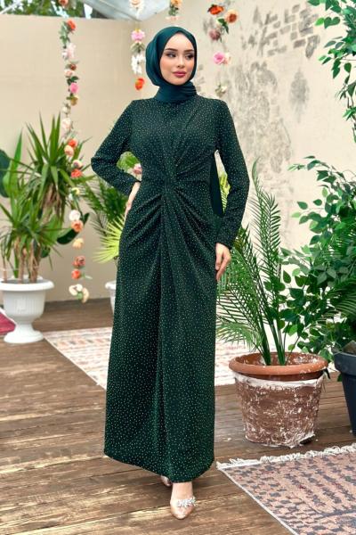 SEZEN Kalem Tesettür Abiye Zümrüt