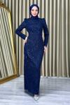 Kübra Tesettür Kalem Abiye Lacivert