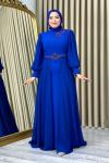 Elif tesettür abiye Saks Mavisi