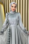 Azize tesettür abiye Gri