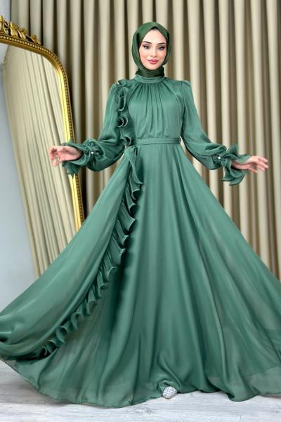 Azize tesettür abiye Haki