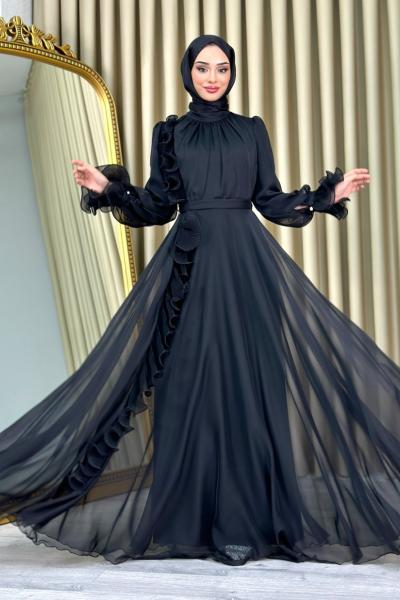 Azize tesettür abiye Siyah