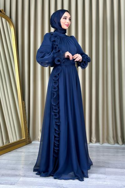 Azize tesettür abiye Lacivert