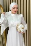 Helin tesettür abiye Beyaz