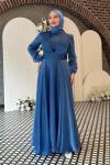 Mercan abiye tesettür Mavi