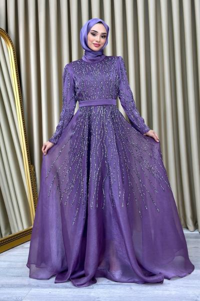 Gülnaz tesettür abiye Lila