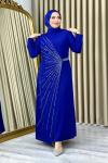 Gonca tesettür abiye Saks Mavisi