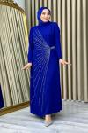 Gonca tesettür abiye Saks Mavisi