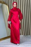 Damla tesettür abiye Kırmızı