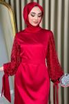 Damla tesettür abiye Kırmızı