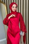 Damla tesettür abiye Kırmızı