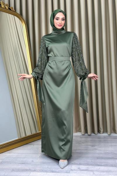 Damla tesettür abiye Haki