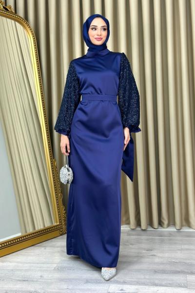 Damla tesettür abiye Lacivert