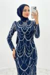 Ahenk tesettür abiye Lacivert