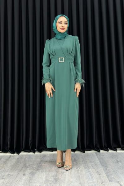 KEVSER ELBİSE Mint Yeşili