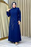 Nevra taşlı tesettür abiye büyük beden Lacivert