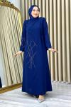 Nevra taşlı tesettür abiye büyük beden Lacivert
