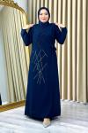 Nevra taşlı tesettür abiye büyük beden Koyu Lacivert