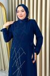 Nevra taşlı tesettür abiye büyük beden Koyu Lacivert