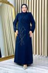 Nevra taşlı tesettür abiye büyük beden Koyu Lacivert