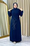 Nevra taşlı tesettür abiye büyük beden Koyu Lacivert