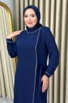 Asiye büyük beden tesettür abiye Koyu Lacivert