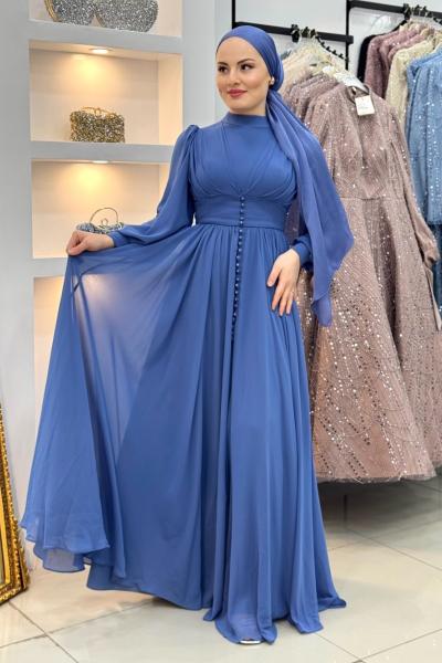 Türkan tesettür abiye Mavi