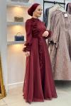 Azize tesettür abiye Bordo